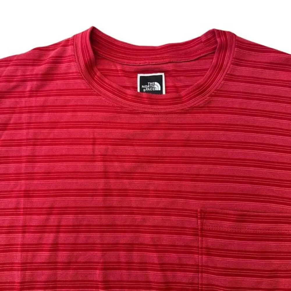 The North Face Red Striped Modal Blend T-Shirt Performance‎ Athletic Mens Large